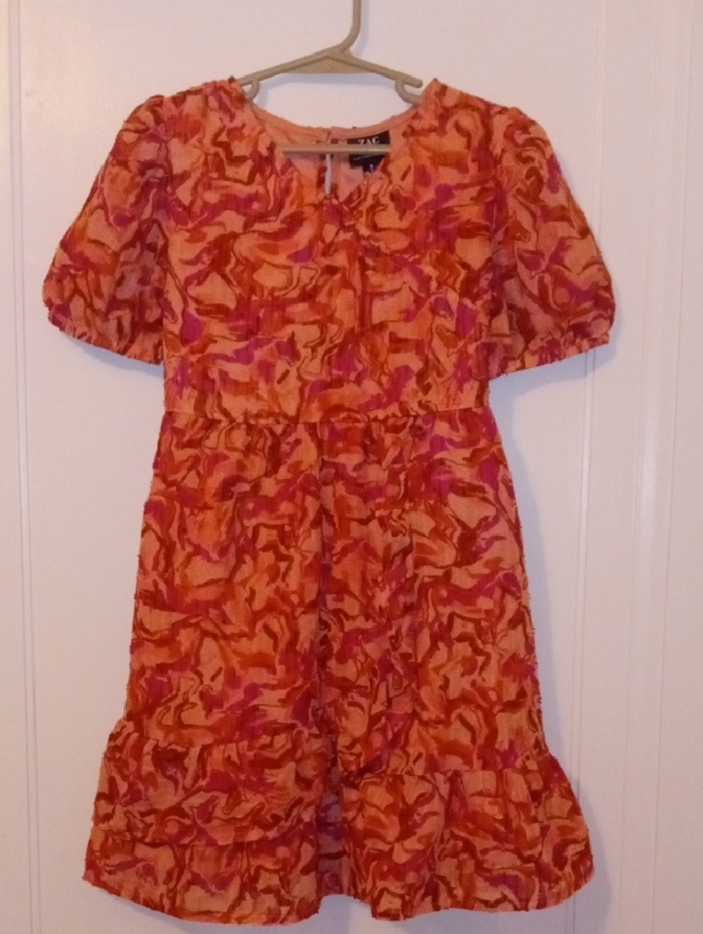 girl 6 pink orange design dress